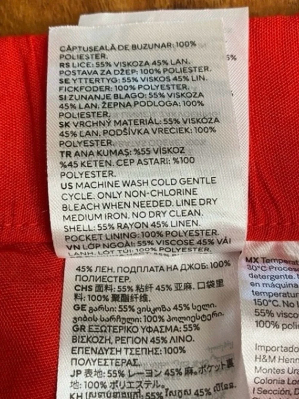 H&M Women's Orange Red Linen Mix High Waist Crop Flared Pants Size 10 Coastal